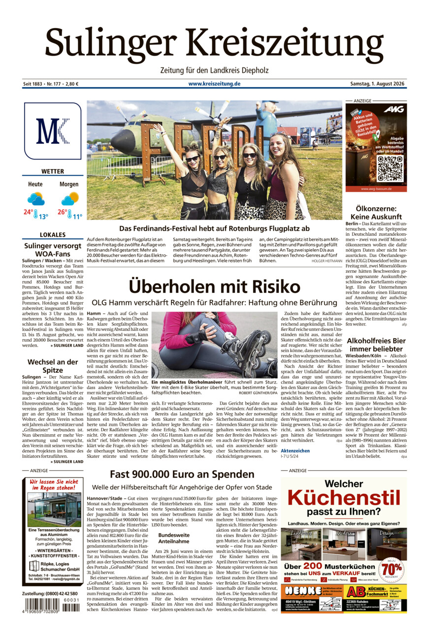Sulinger Kreiszeitung vom Samstag, 01.08.2026
