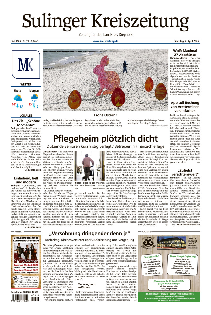 Sulinger Kreiszeitung vom Samstag, 04.04.2026