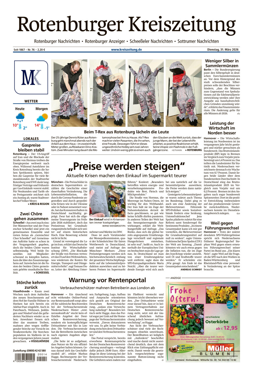 Rotenburger Kreiszeitung/Visselhöveder Nachrichten vom Dienstag, 31.03.2026