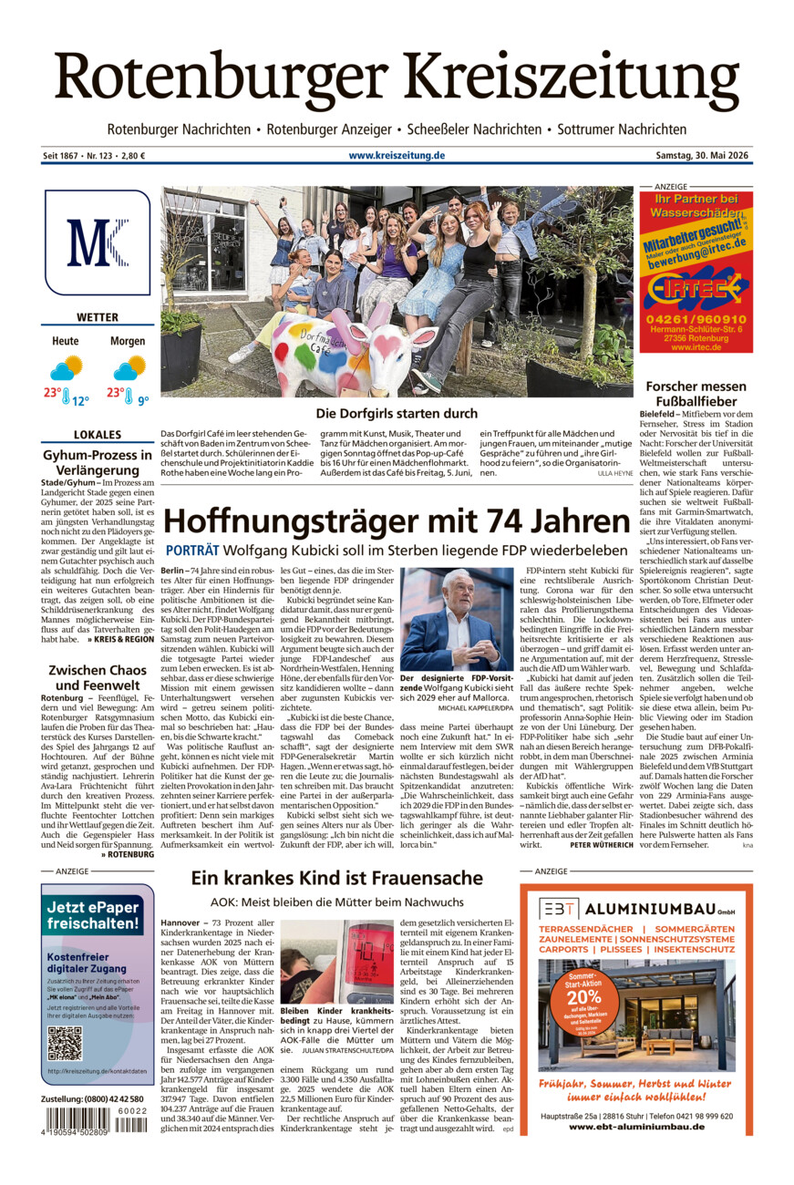 Rotenburger Kreiszeitung/Visselhöveder Nachrichten vom Samstag, 30.05.2026
