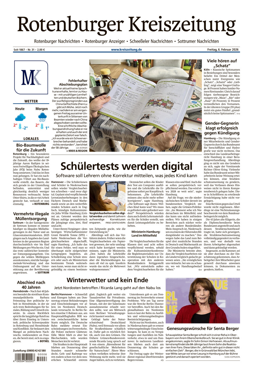 Rotenburger Kreiszeitung/Visselhöveder Nachrichten vom Freitag, 06.02.2026