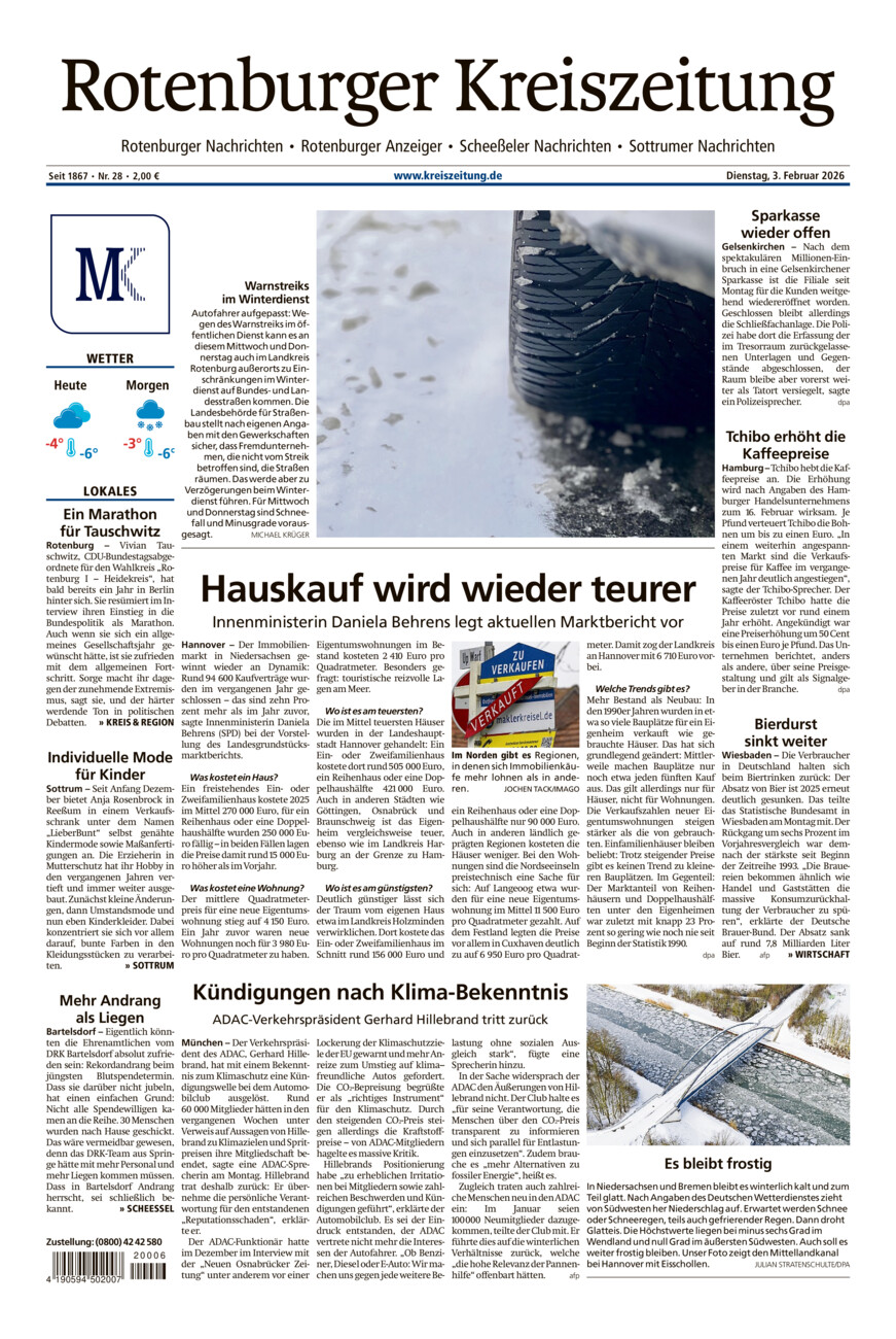 Rotenburger Kreiszeitung/Visselhöveder Nachrichten vom Dienstag, 03.02.2026