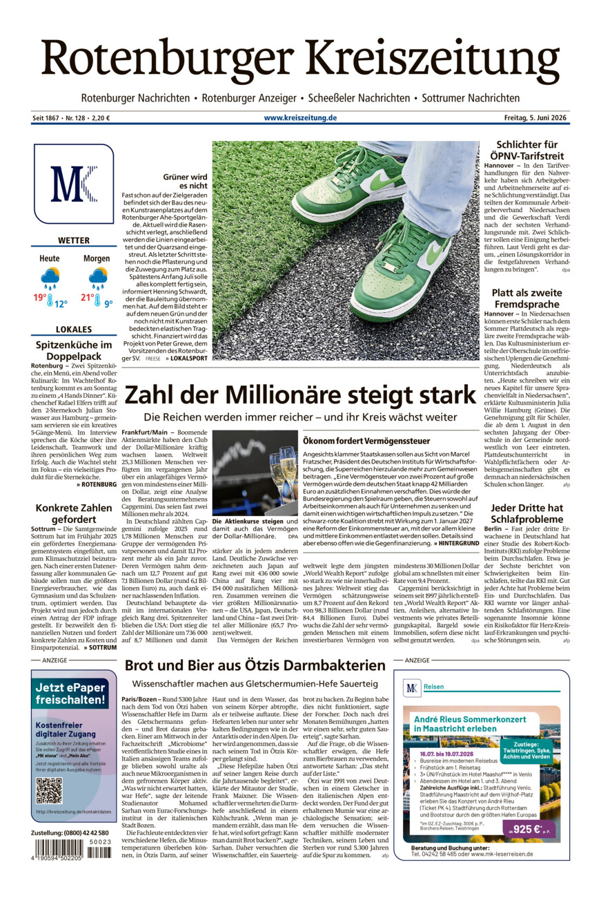 Rotenburger Kreiszeitung/Visselhöveder Nachrichten vom Freitag, 05.06.2026
