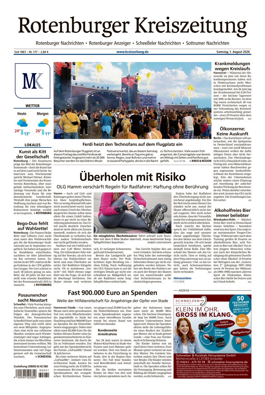 Rotenburger Kreiszeitung/Visselhöveder Nachrichten vom Samstag, 01.08.2026