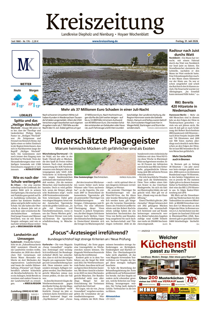 Kreiszeitung Bruchh.-Vilsen/Hoya vom Freitag, 31.07.2026