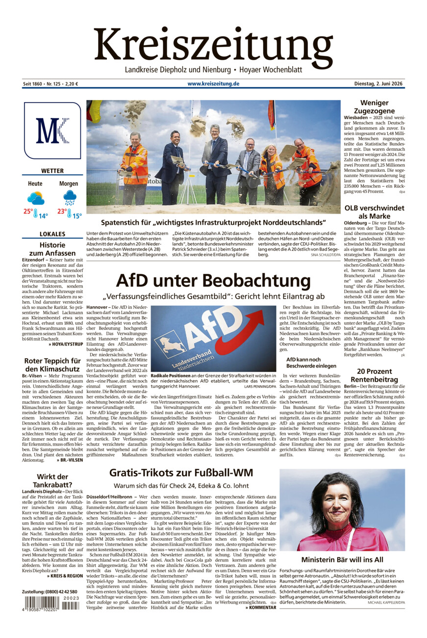Kreiszeitung Bruchh.-Vilsen/Hoya vom Dienstag, 02.06.2026