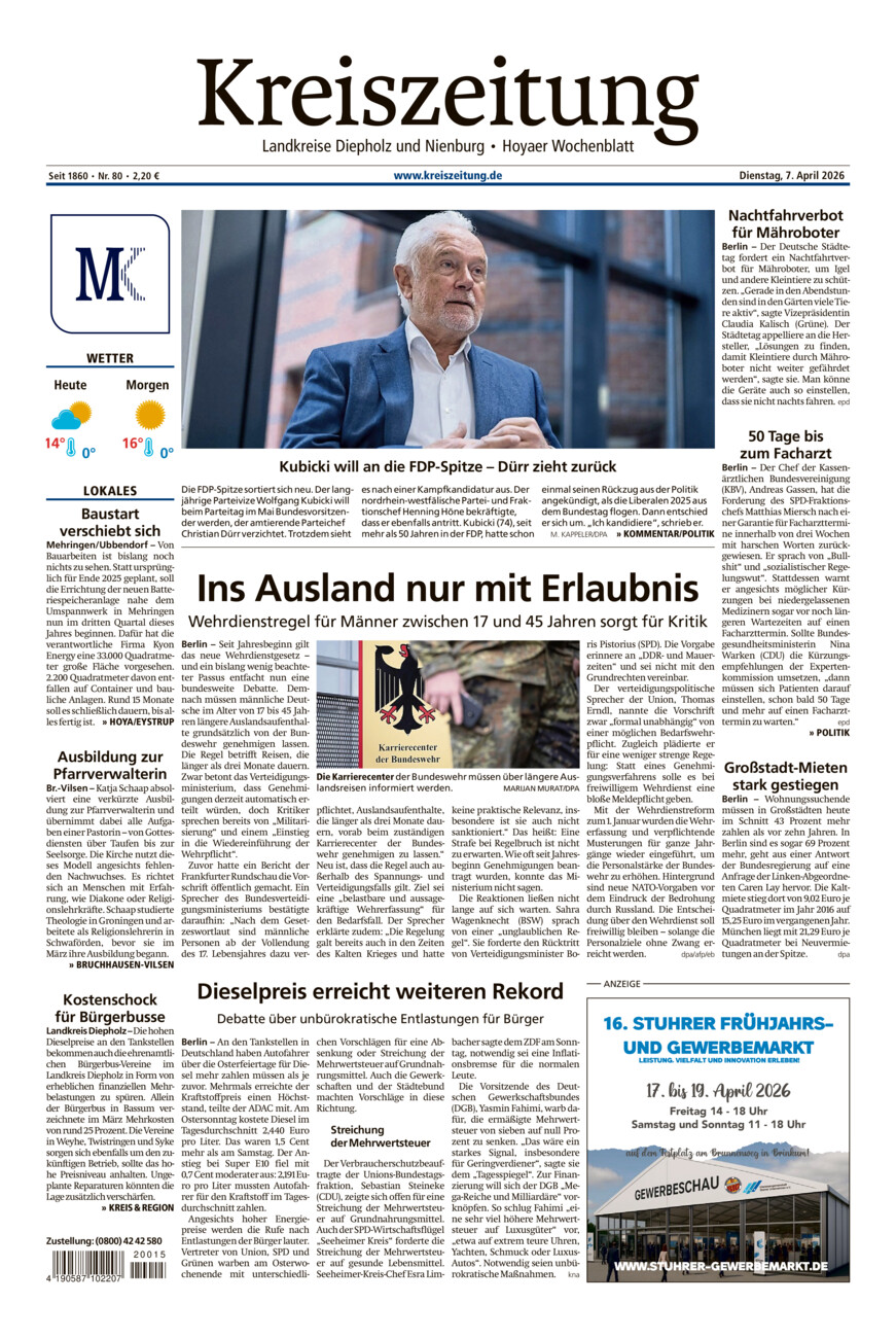 Kreiszeitung Bruchh.-Vilsen/Hoya vom Dienstag, 07.04.2026