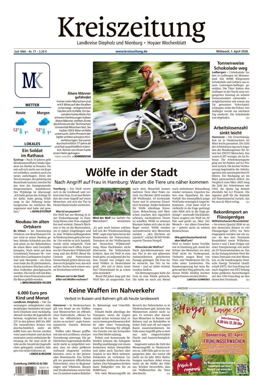 Kreiszeitung Bruchh.-Vilsen/Hoya vom Mittwoch, 01.04.2026