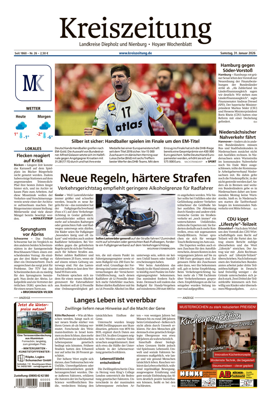 Kreiszeitung Bruchh.-Vilsen/Hoya vom Samstag, 31.01.2026