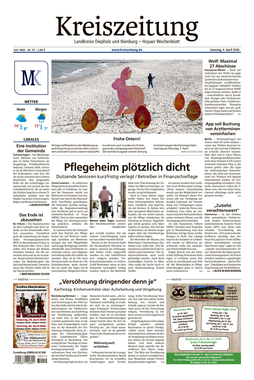 Kreiszeitung Bruchh.-Vilsen/Hoya vom Samstag, 04.04.2026