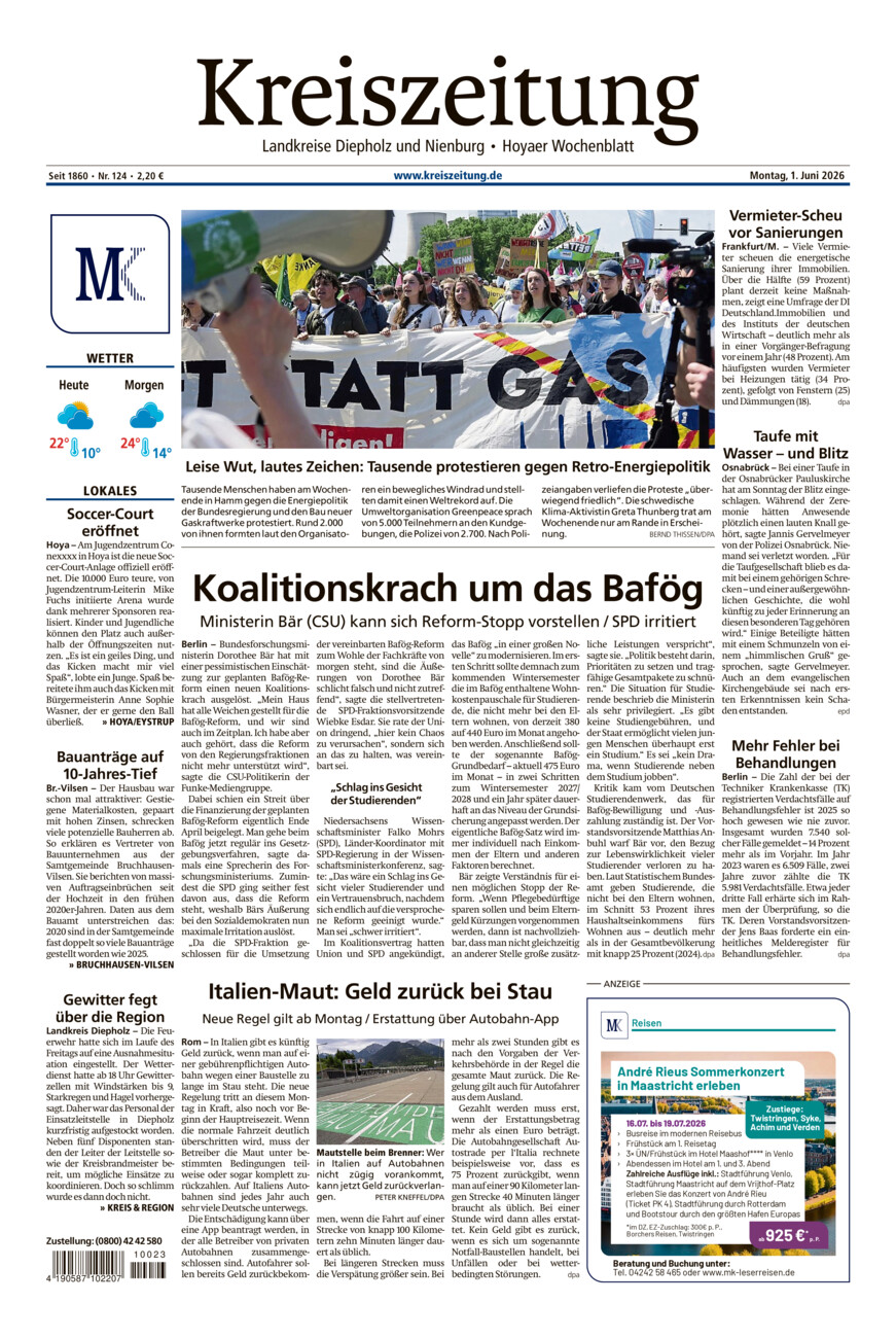 Kreiszeitung Bruchh.-Vilsen/Hoya vom Montag, 01.06.2026