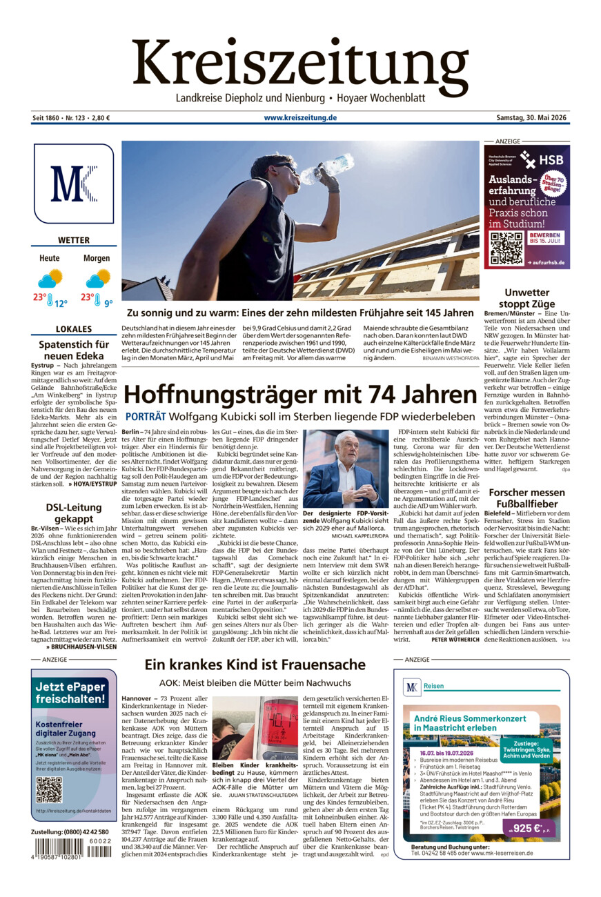 Kreiszeitung Bruchh.-Vilsen/Hoya vom Samstag, 30.05.2026