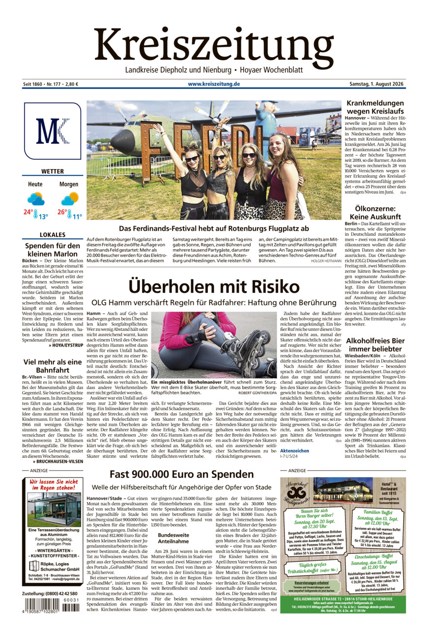 Kreiszeitung Bruchh.-Vilsen/Hoya vom Samstag, 01.08.2026