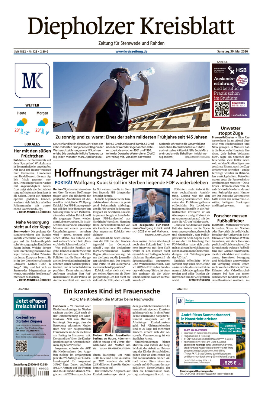 Diepholzer Kreisblatt Stemwede/Rahden vom Samstag, 30.05.2026