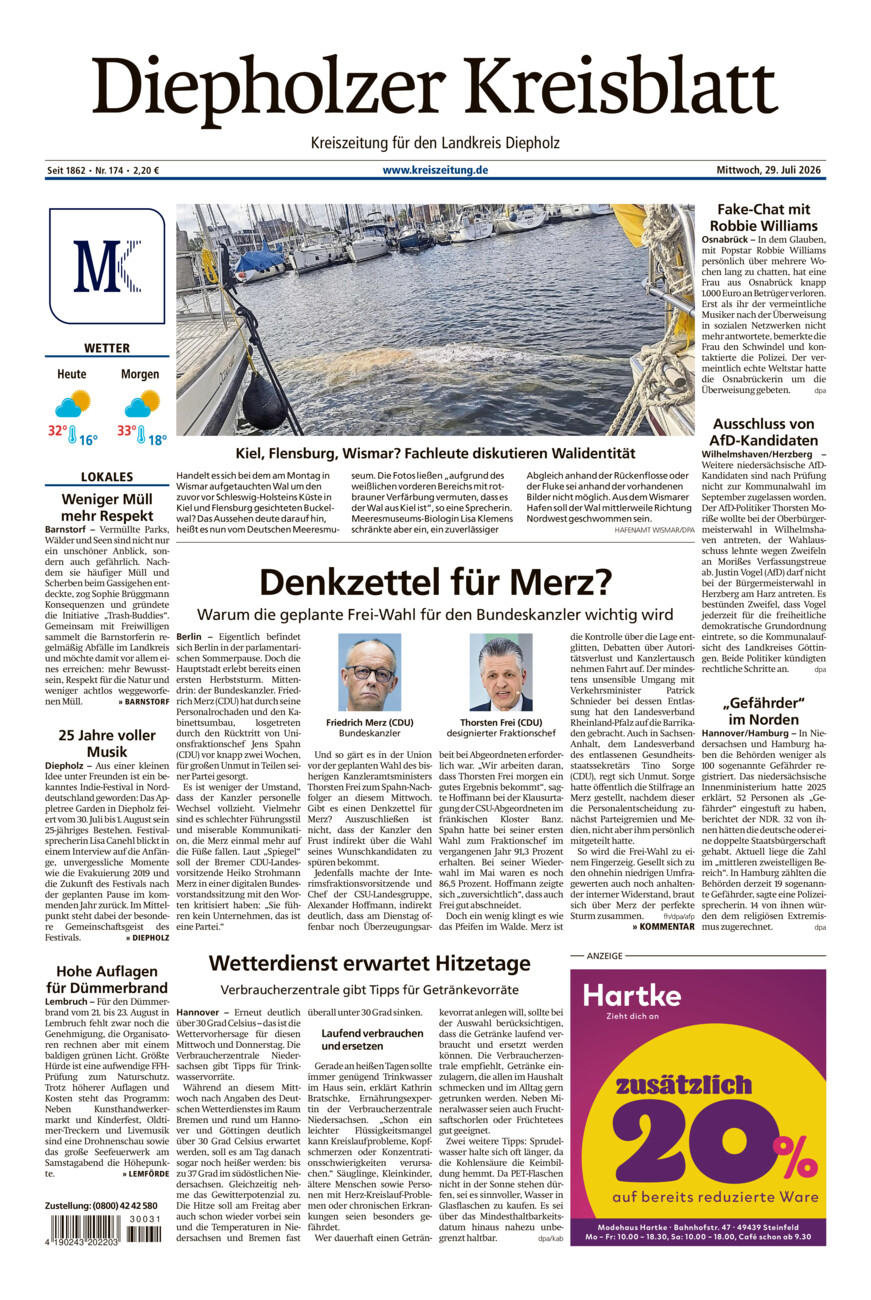 Diepholzer Kreisblatt vom Mittwoch, 29.07.2026