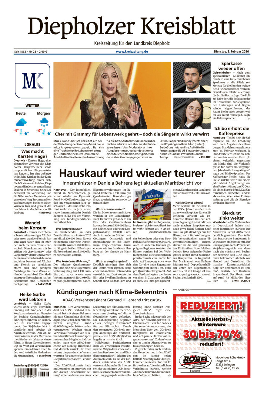 Diepholzer Kreisblatt vom Dienstag, 03.02.2026