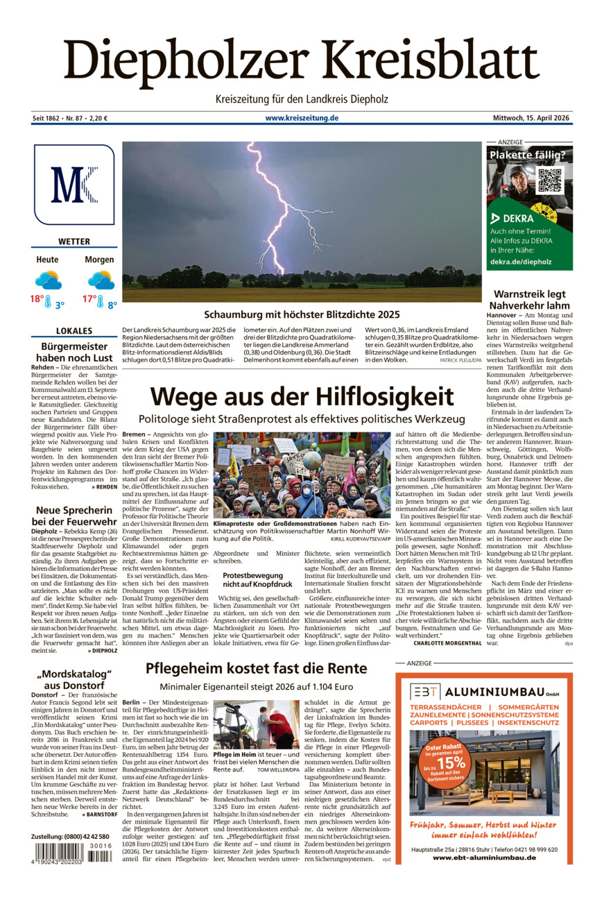 Diepholzer Kreisblatt vom Mittwoch, 15.04.2026