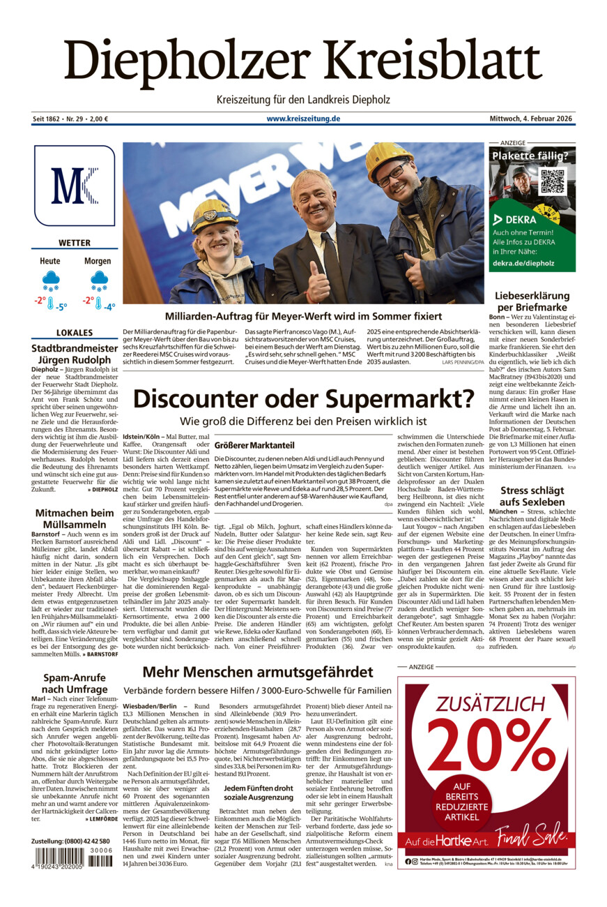 Diepholzer Kreisblatt vom Mittwoch, 04.02.2026