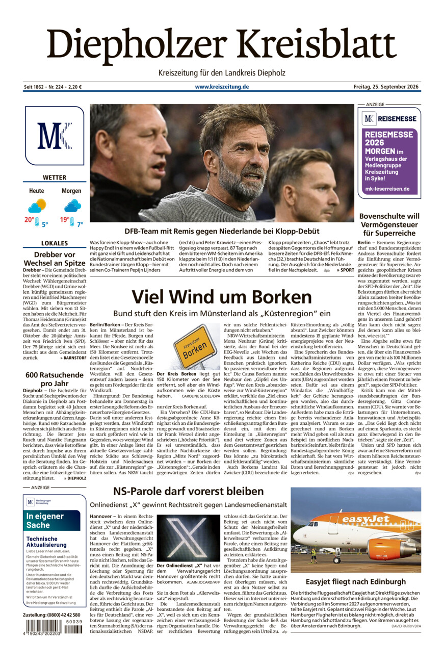 Diepholzer Kreisblatt vom Freitag, 25.09.2026