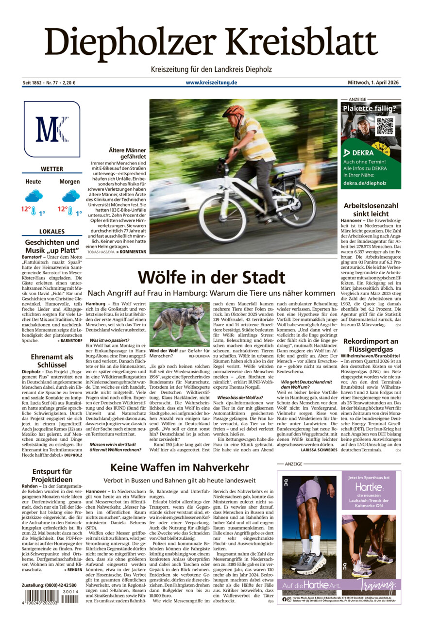 Diepholzer Kreisblatt vom Mittwoch, 01.04.2026