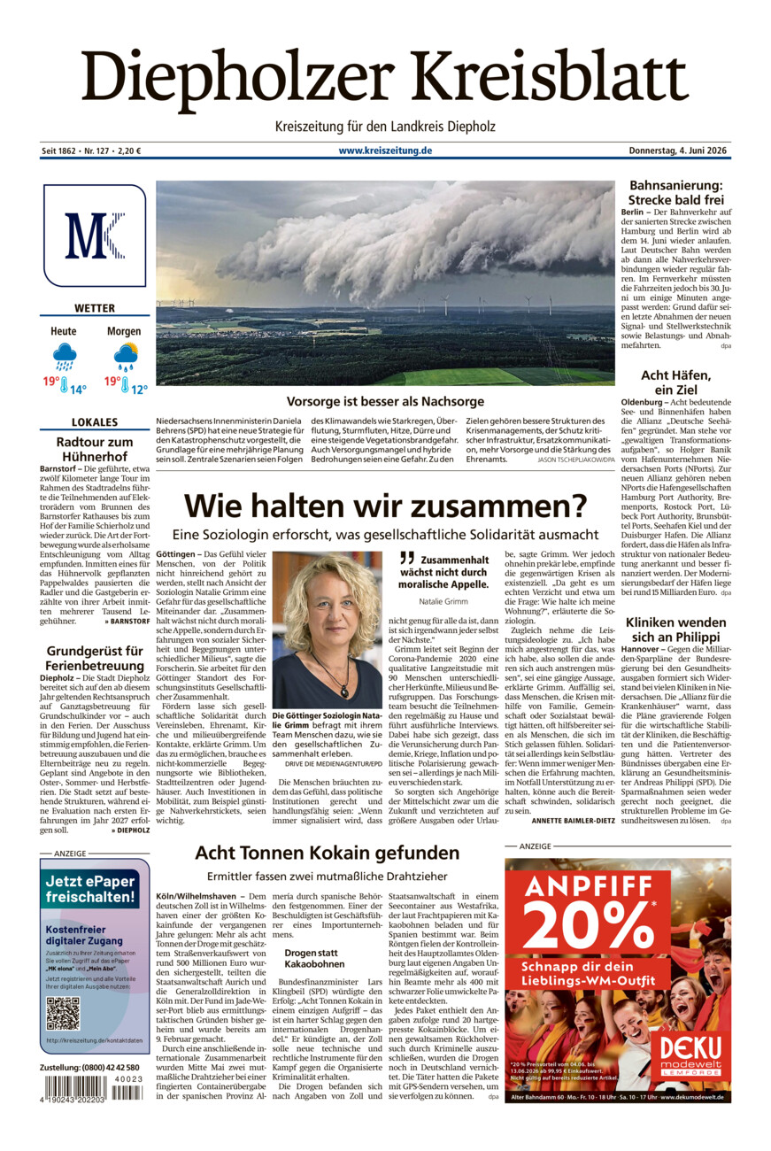 Diepholzer Kreisblatt vom Donnerstag, 04.06.2026