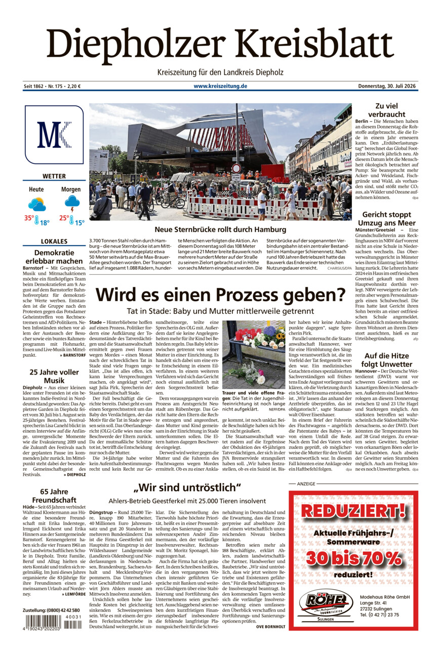 Diepholzer Kreisblatt vom Donnerstag, 30.07.2026