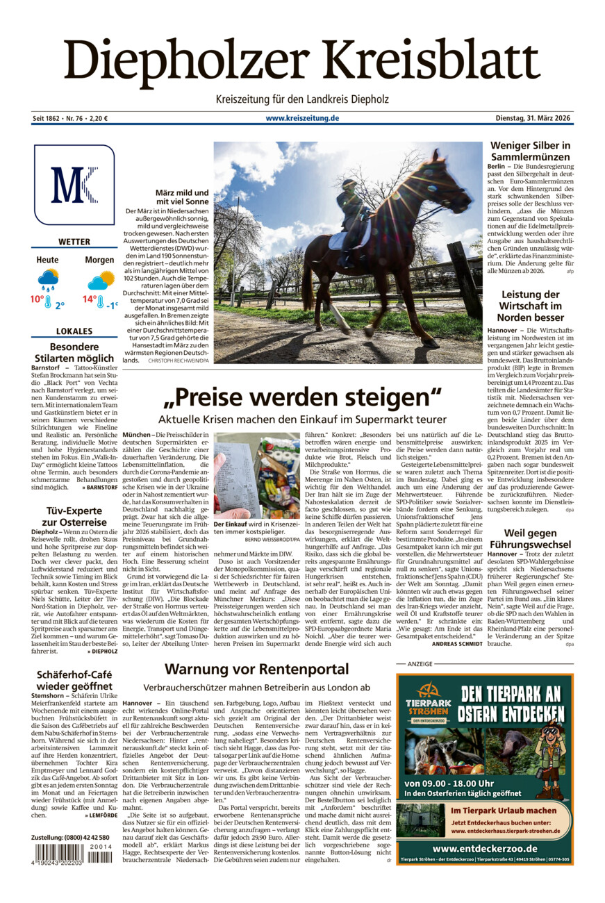 Diepholzer Kreisblatt vom Dienstag, 31.03.2026