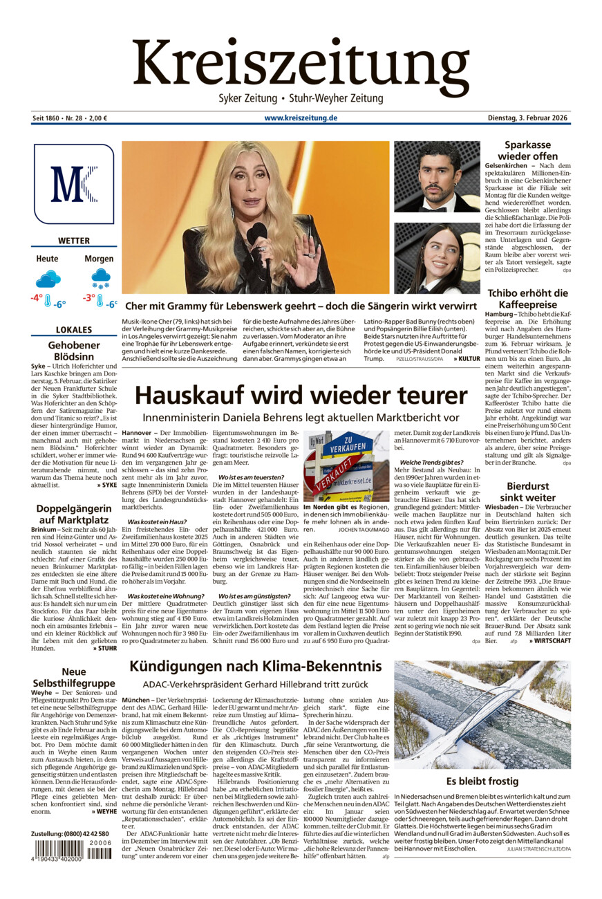 Kreiszeitung Syke/Weyhe/Stuhr vom Dienstag, 03.02.2026