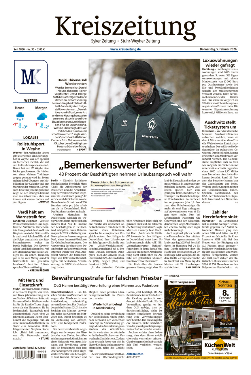 Kreiszeitung Syke/Weyhe/Stuhr vom Donnerstag, 05.02.2026