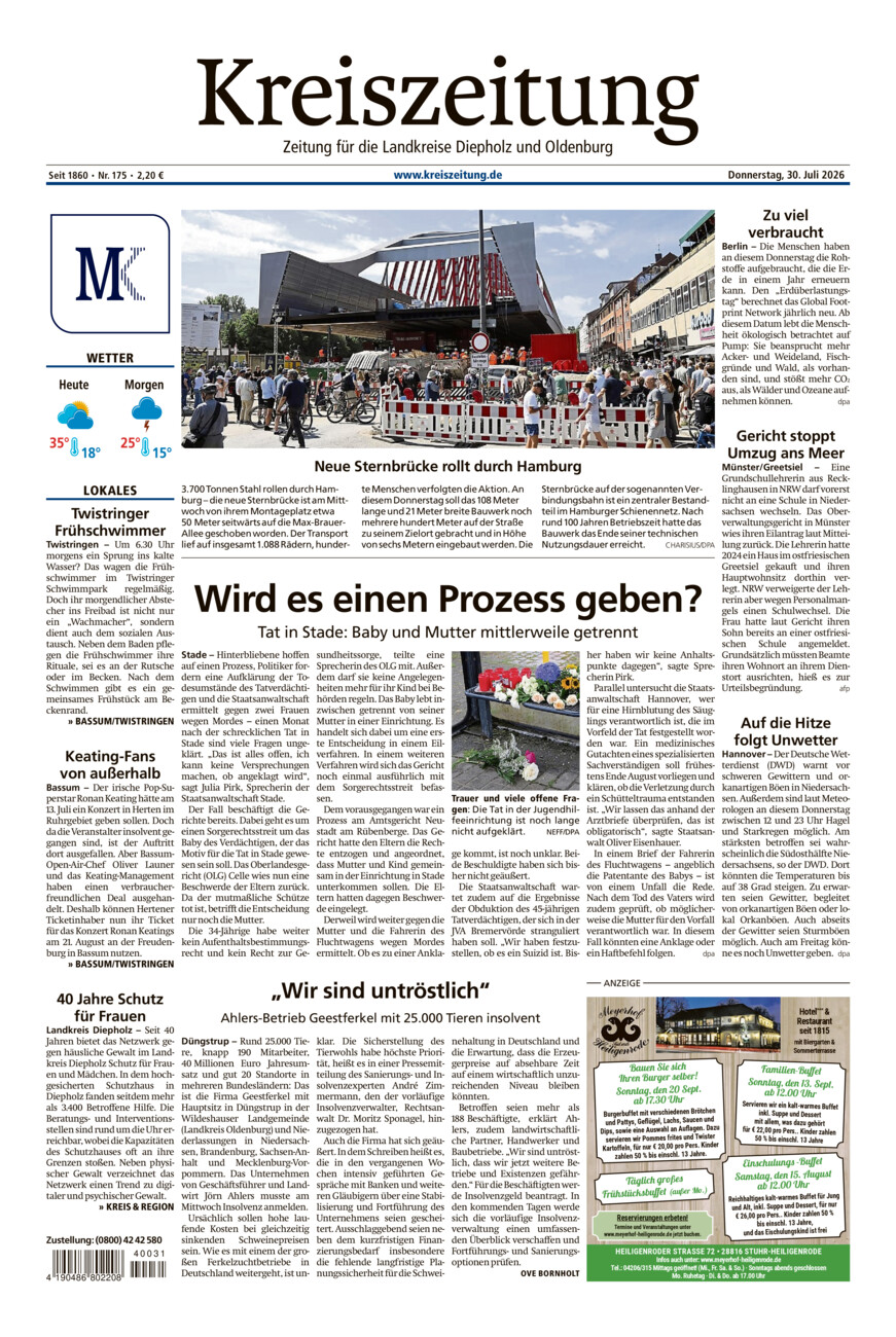 Kreiszeitung Bassum/Twistringen vom Donnerstag, 30.07.2026