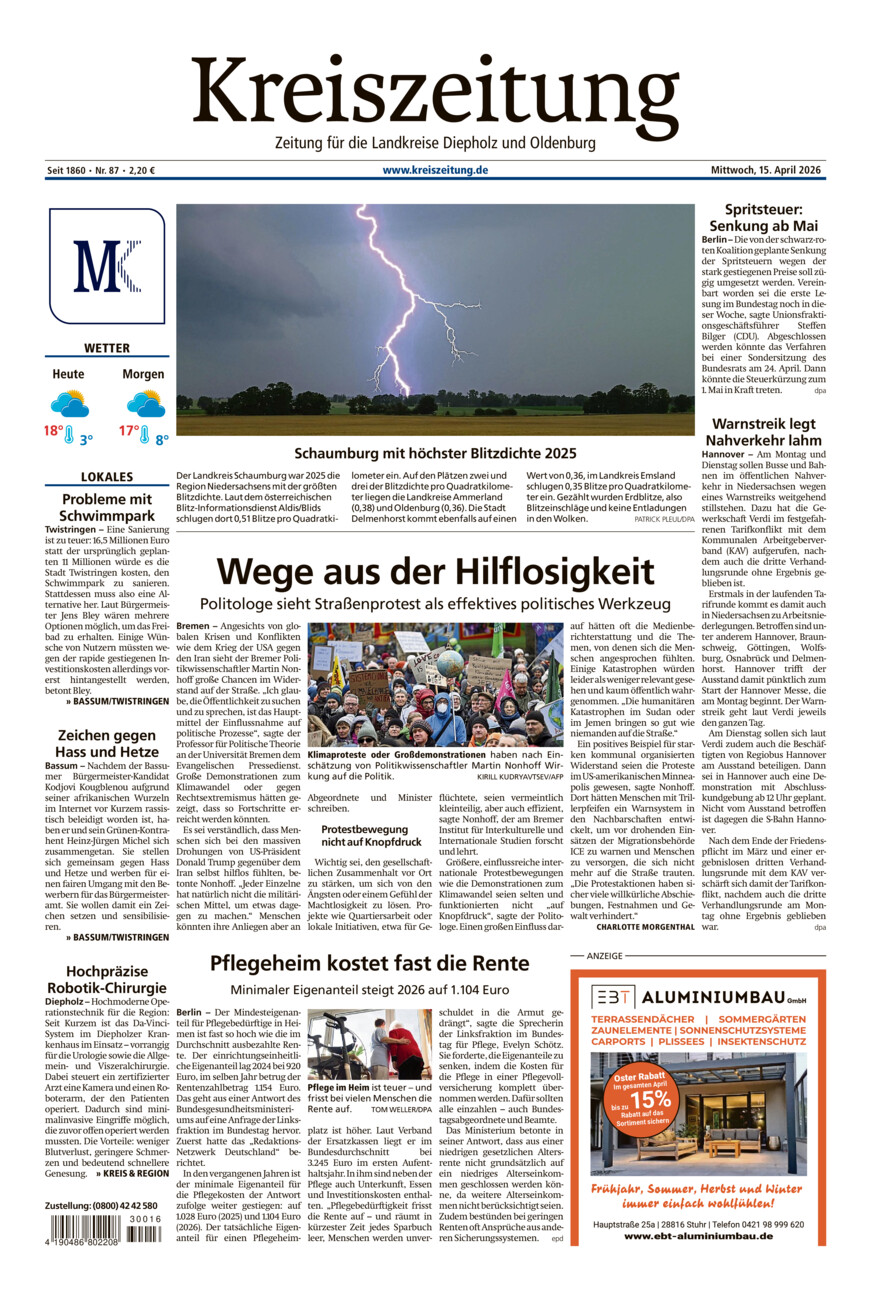 Kreiszeitung Bassum/Twistringen vom Mittwoch, 15.04.2026