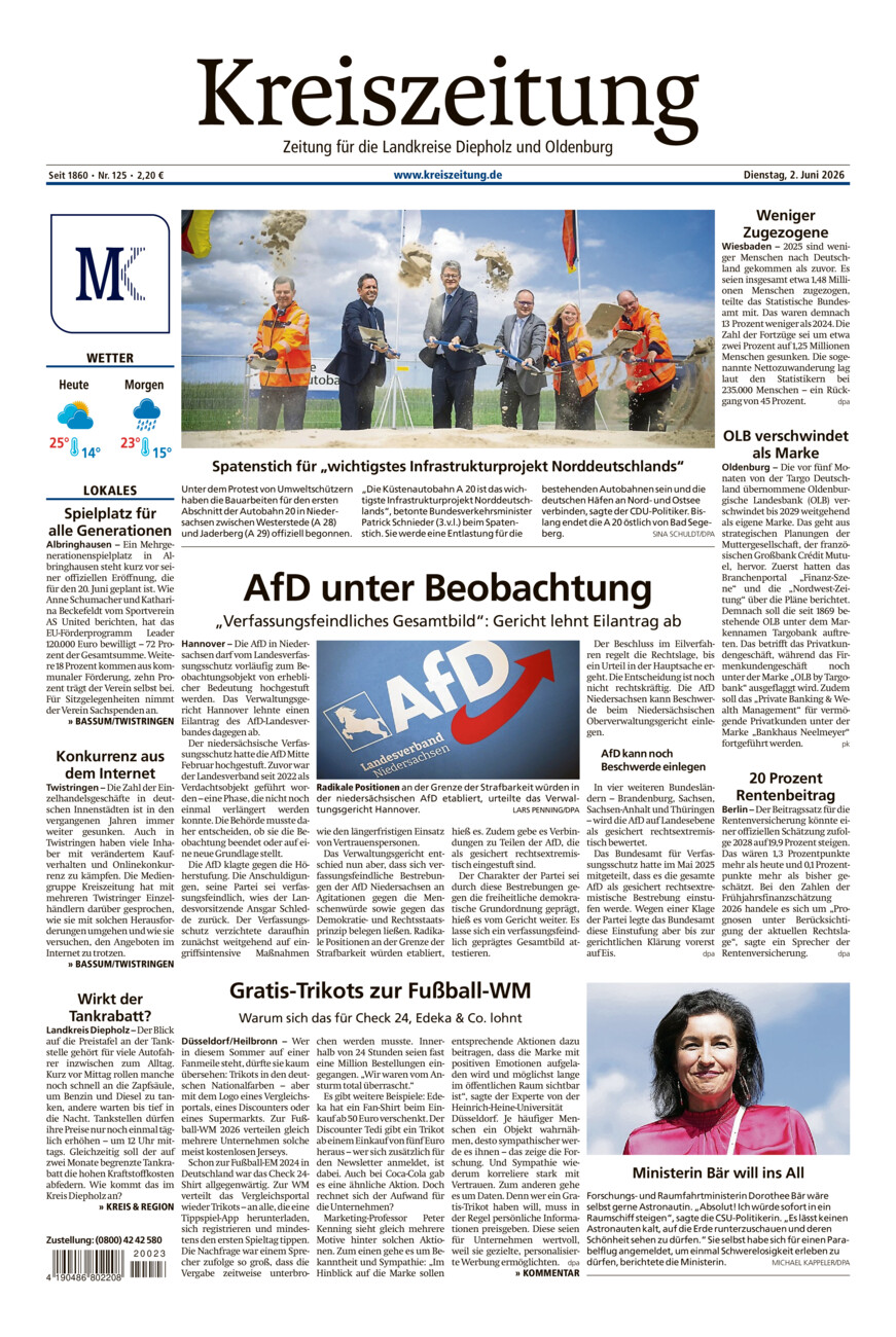 Kreiszeitung Bassum/Twistringen vom Dienstag, 02.06.2026