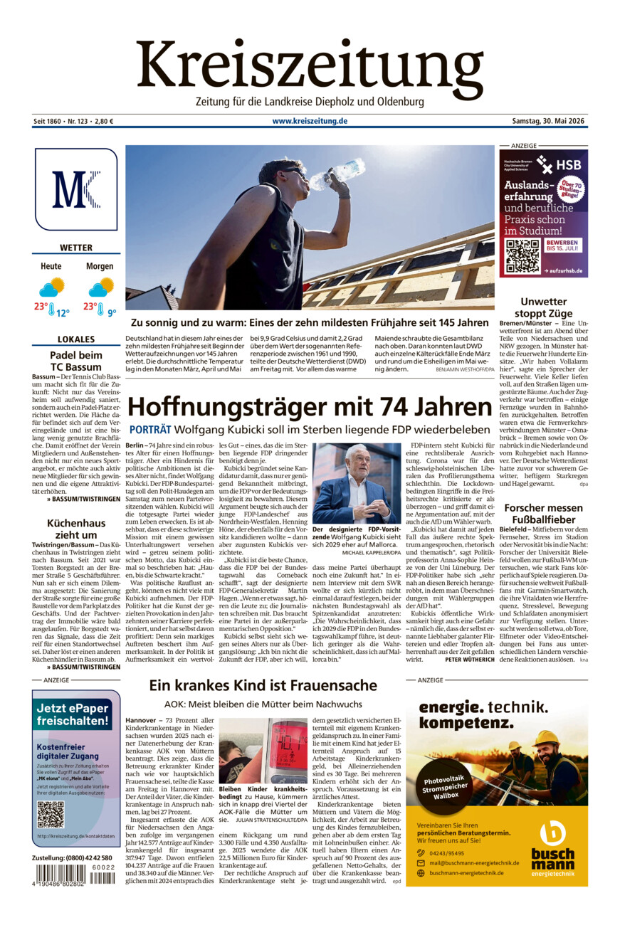 Kreiszeitung Bassum/Twistringen vom Samstag, 30.05.2026