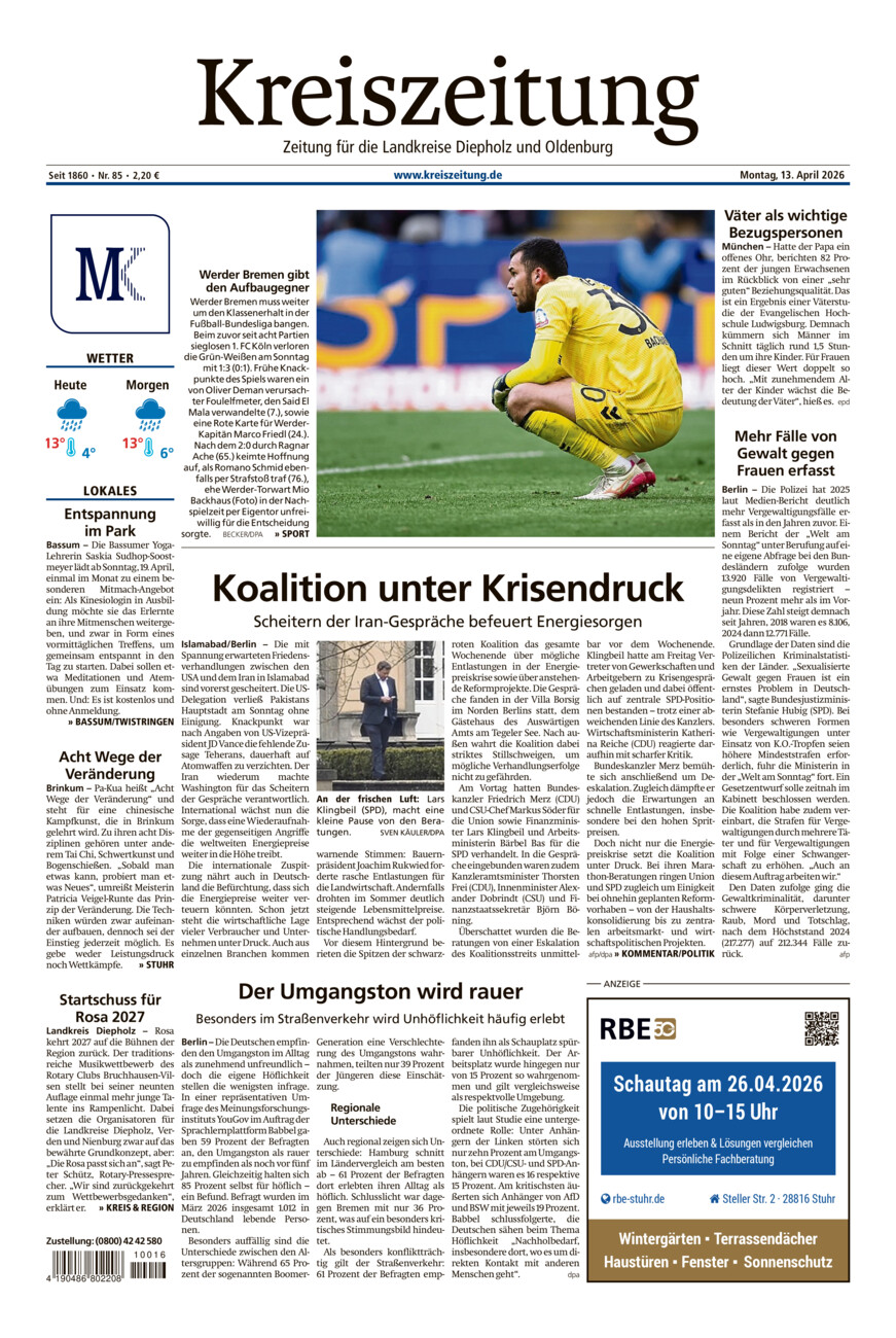 Kreiszeitung Bassum/Twistringen vom Montag, 13.04.2026