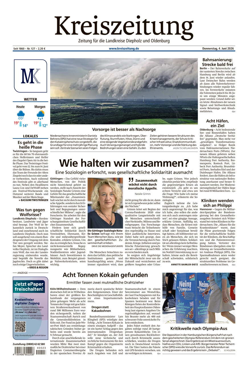 Kreiszeitung Bassum/Twistringen vom Donnerstag, 04.06.2026