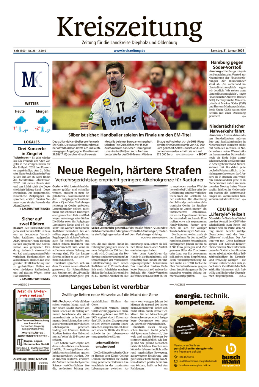 Kreiszeitung Bassum/Twistringen vom Samstag, 31.01.2026