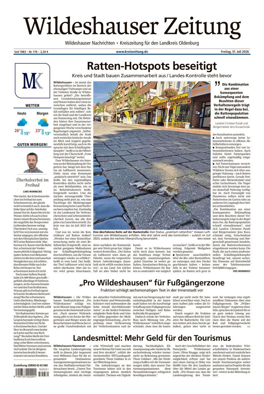 Wildeshauser Zeitung vom Freitag, 31.07.2026