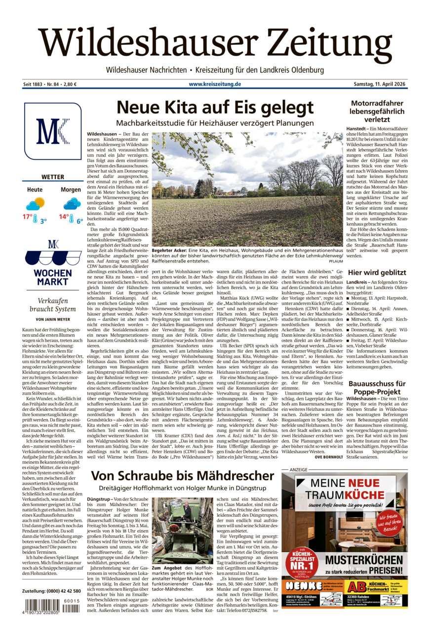 Wildeshauser Zeitung vom Samstag, 11.04.2026
