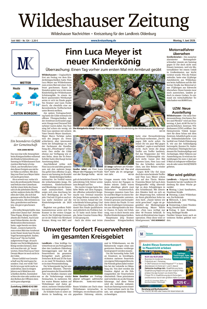 Wildeshauser Zeitung vom Montag, 01.06.2026