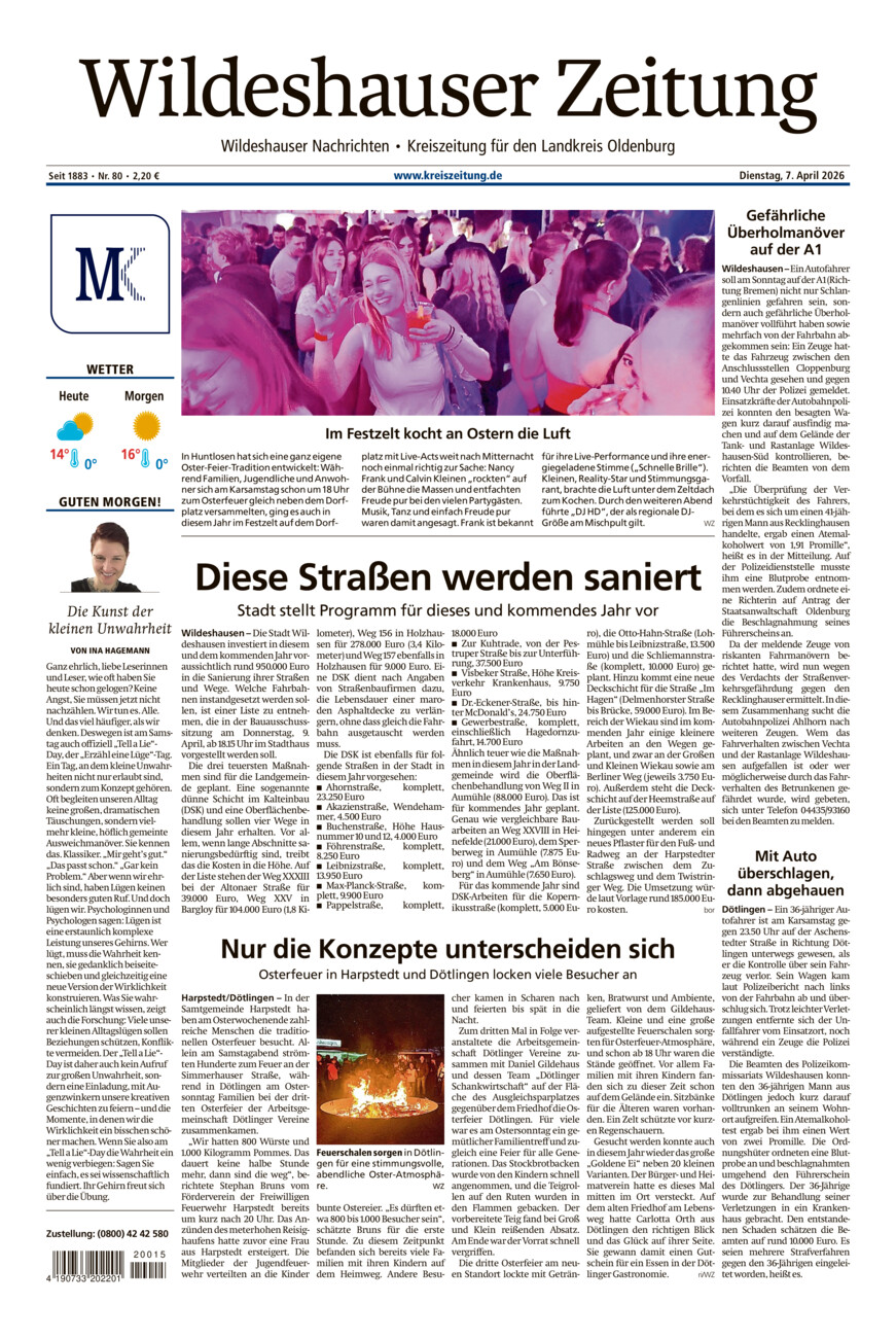 Wildeshauser Zeitung vom Dienstag, 07.04.2026