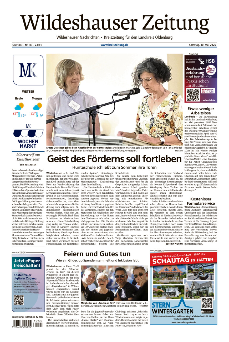 Wildeshauser Zeitung vom Samstag, 30.05.2026
