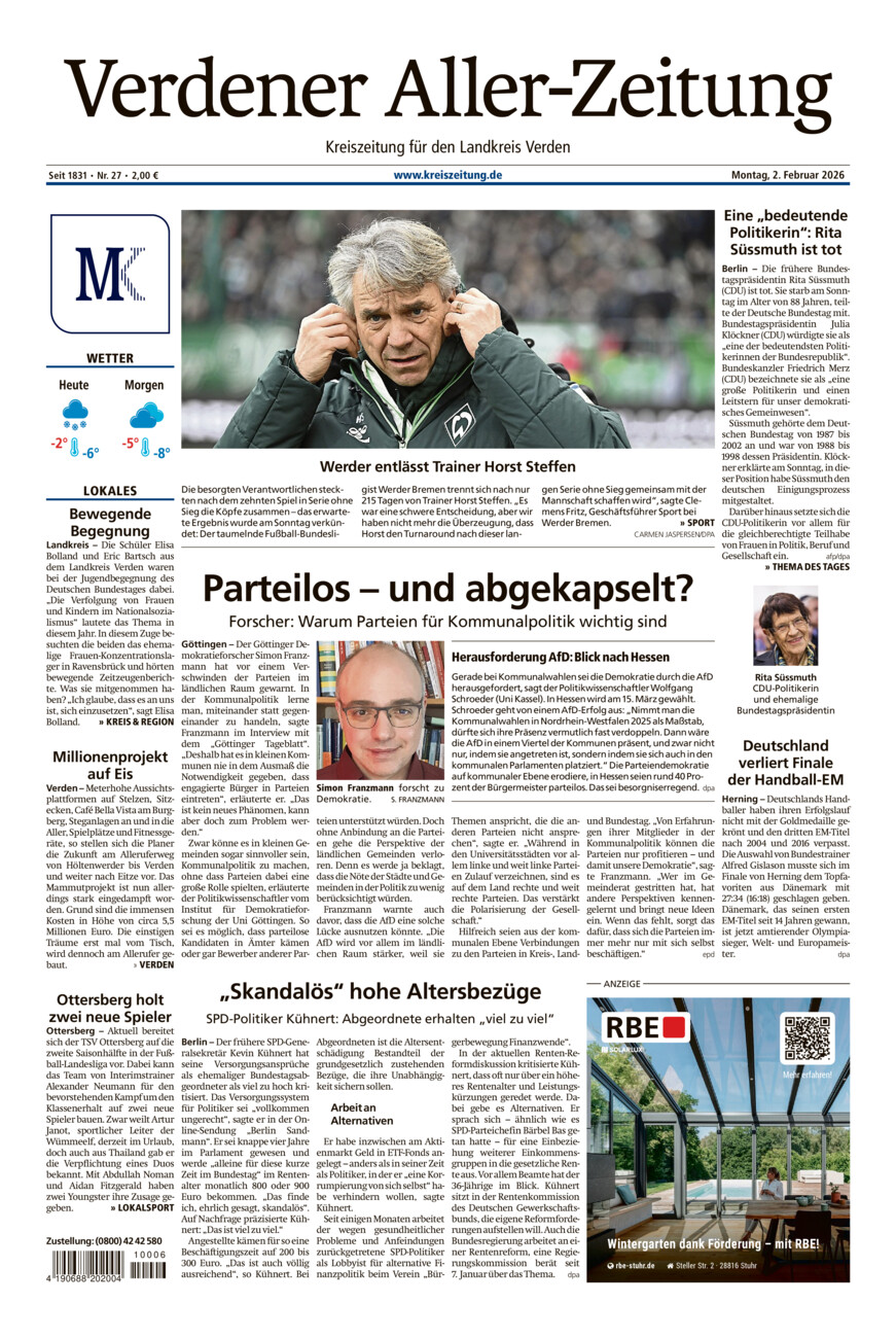 Verdener Aller-Zeitung vom Montag, 02.02.2026