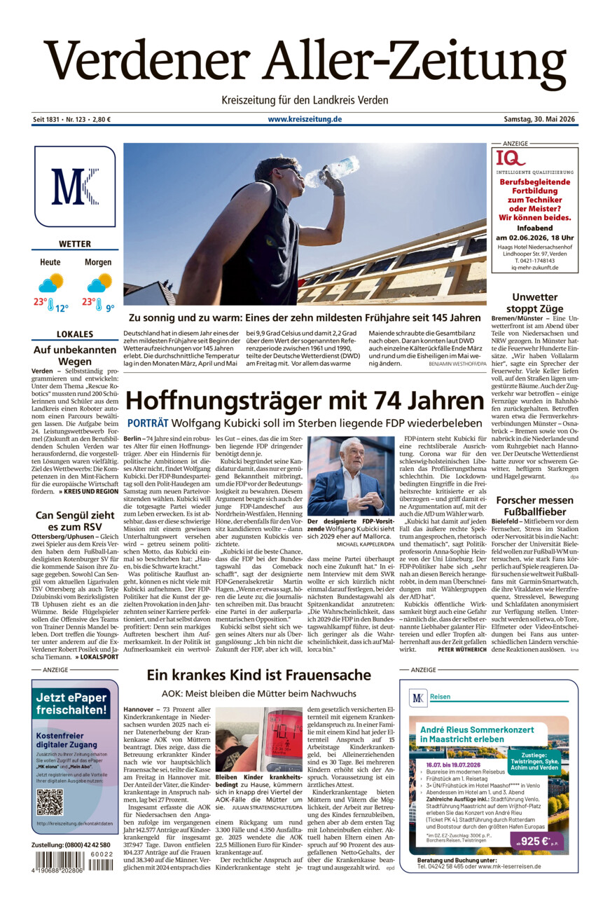 Verdener Aller-Zeitung vom Samstag, 30.05.2026