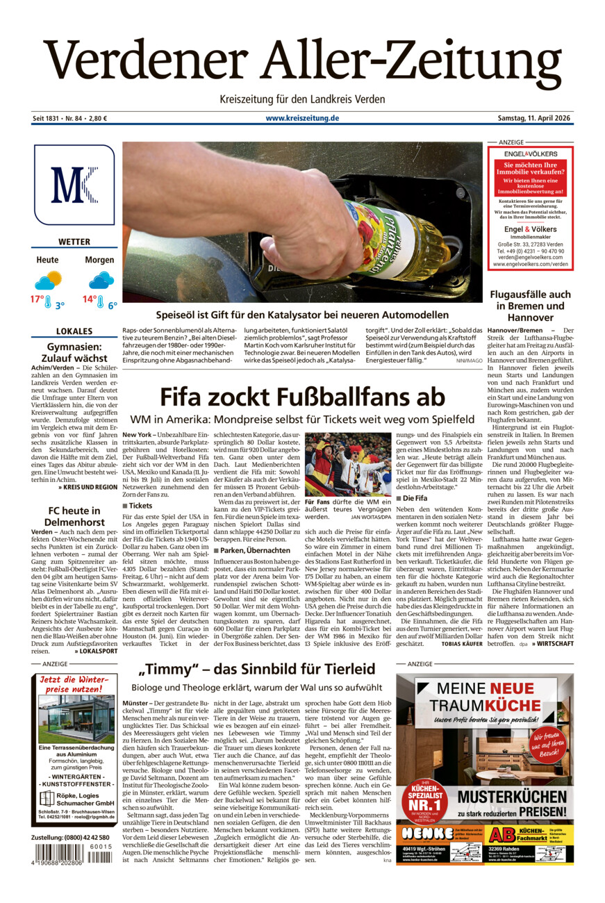 Verdener Aller-Zeitung vom Samstag, 11.04.2026