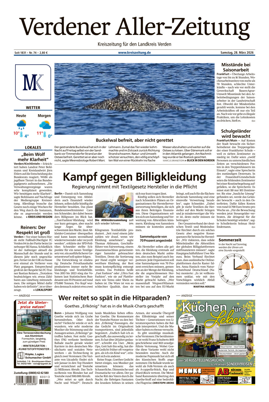 Verdener Aller-Zeitung vom Samstag, 28.03.2026