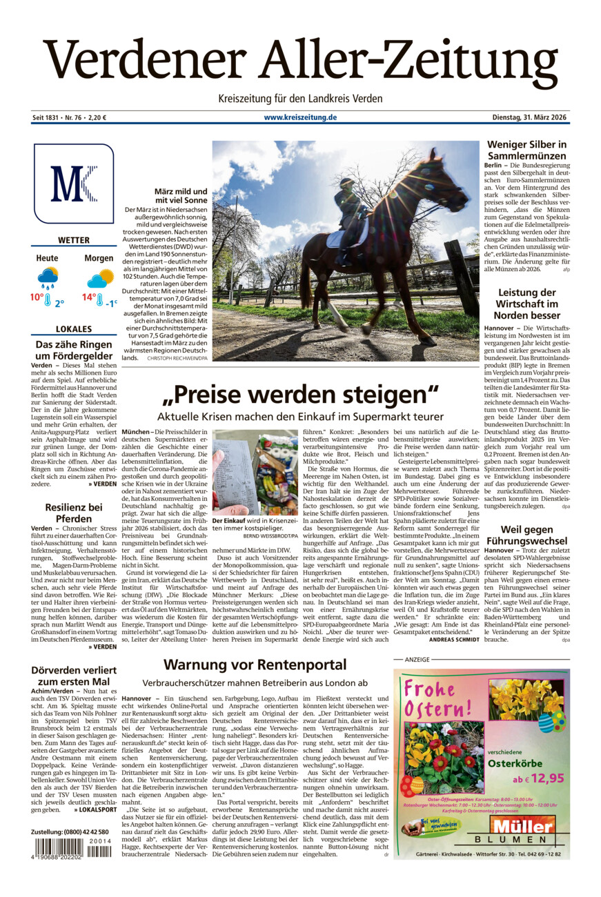 Verdener Aller-Zeitung vom Dienstag, 31.03.2026