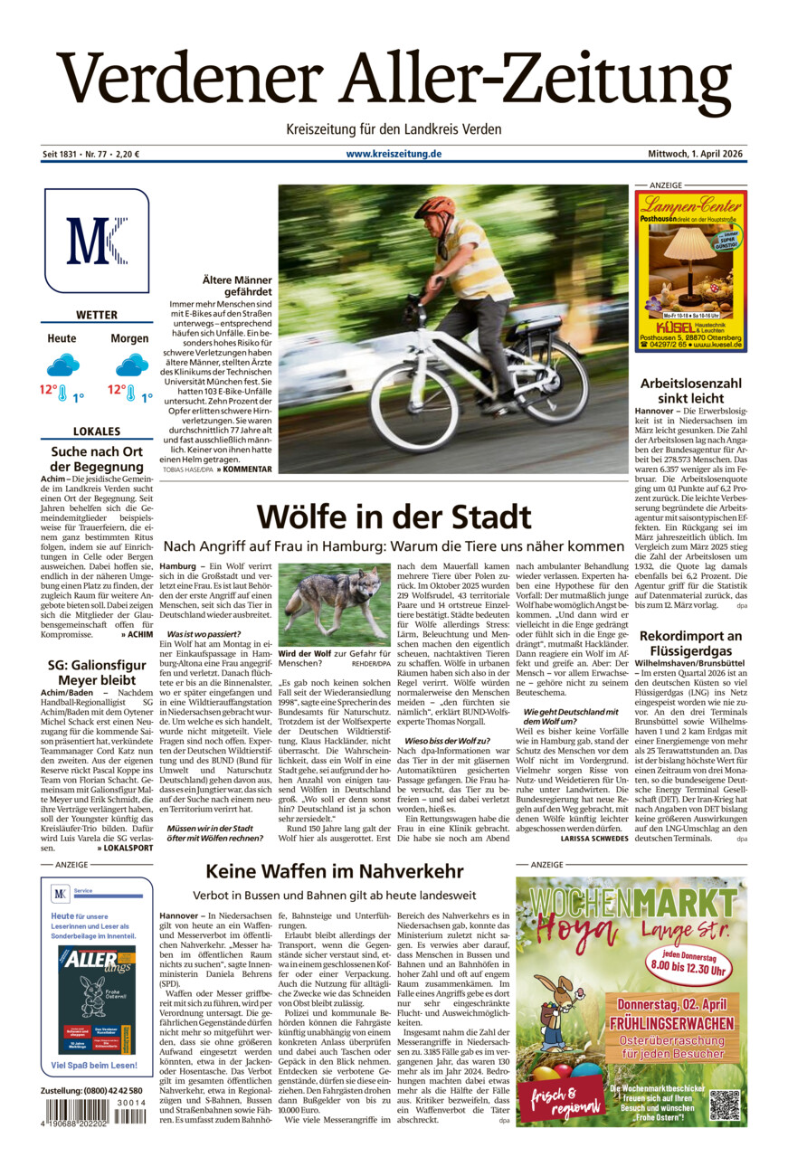 Verdener Aller-Zeitung vom Mittwoch, 01.04.2026