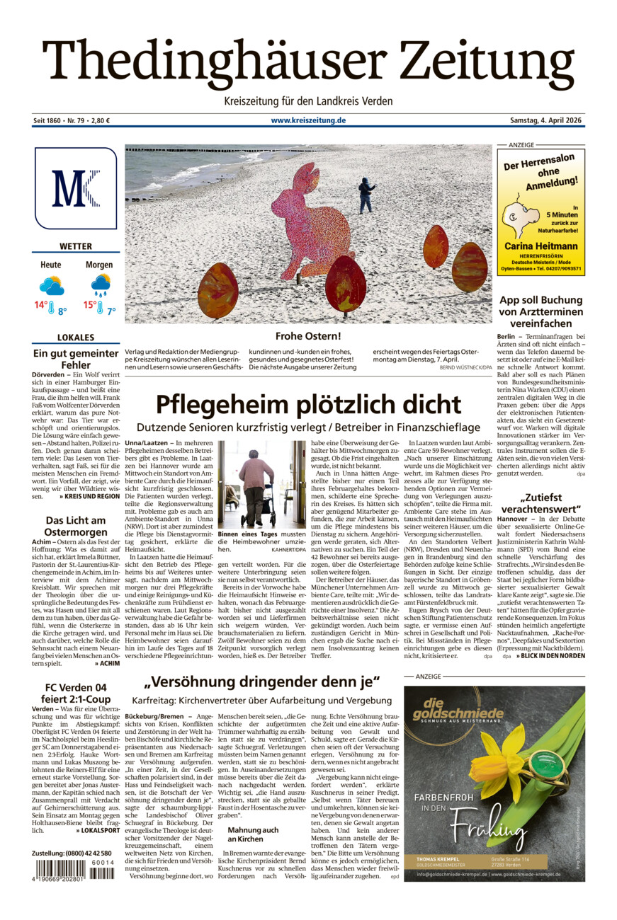 Thedinghäuser Zeitung vom Samstag, 04.04.2026