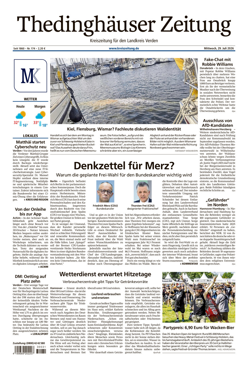 Thedinghäuser Zeitung vom Mittwoch, 29.07.2026