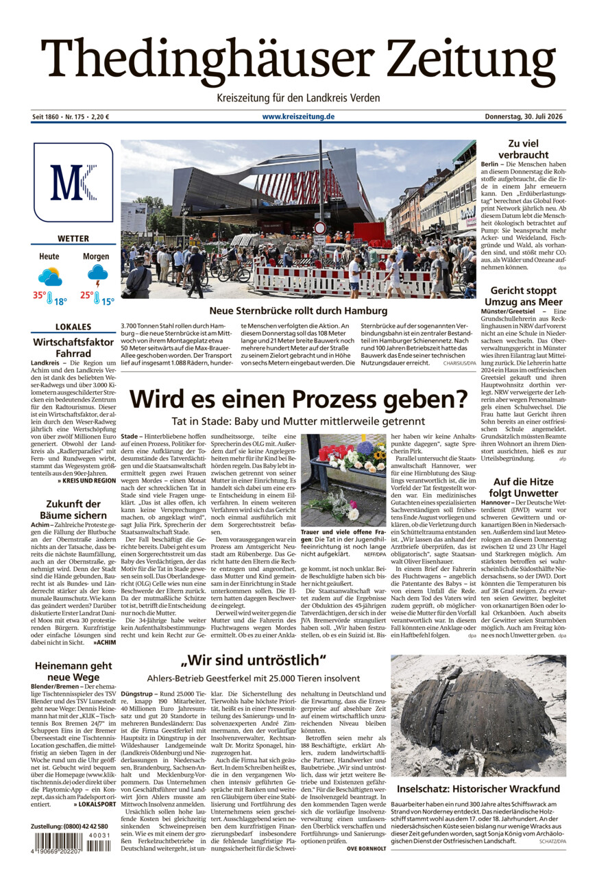 Thedinghäuser Zeitung vom Donnerstag, 30.07.2026